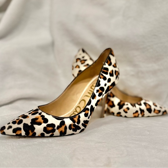 Sam Edelman Hazel Pointed Toe Calf Hair Leopard Print Pumps - Picture 3 of 15